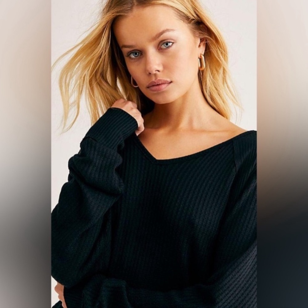 Free People Santa Clara Thermal in Black Sz Medium NWT